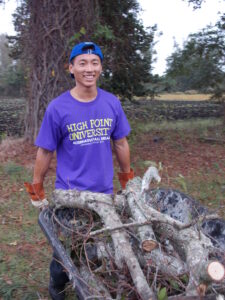 Gary Liang clearing debris in Swan Quarter, N.C.