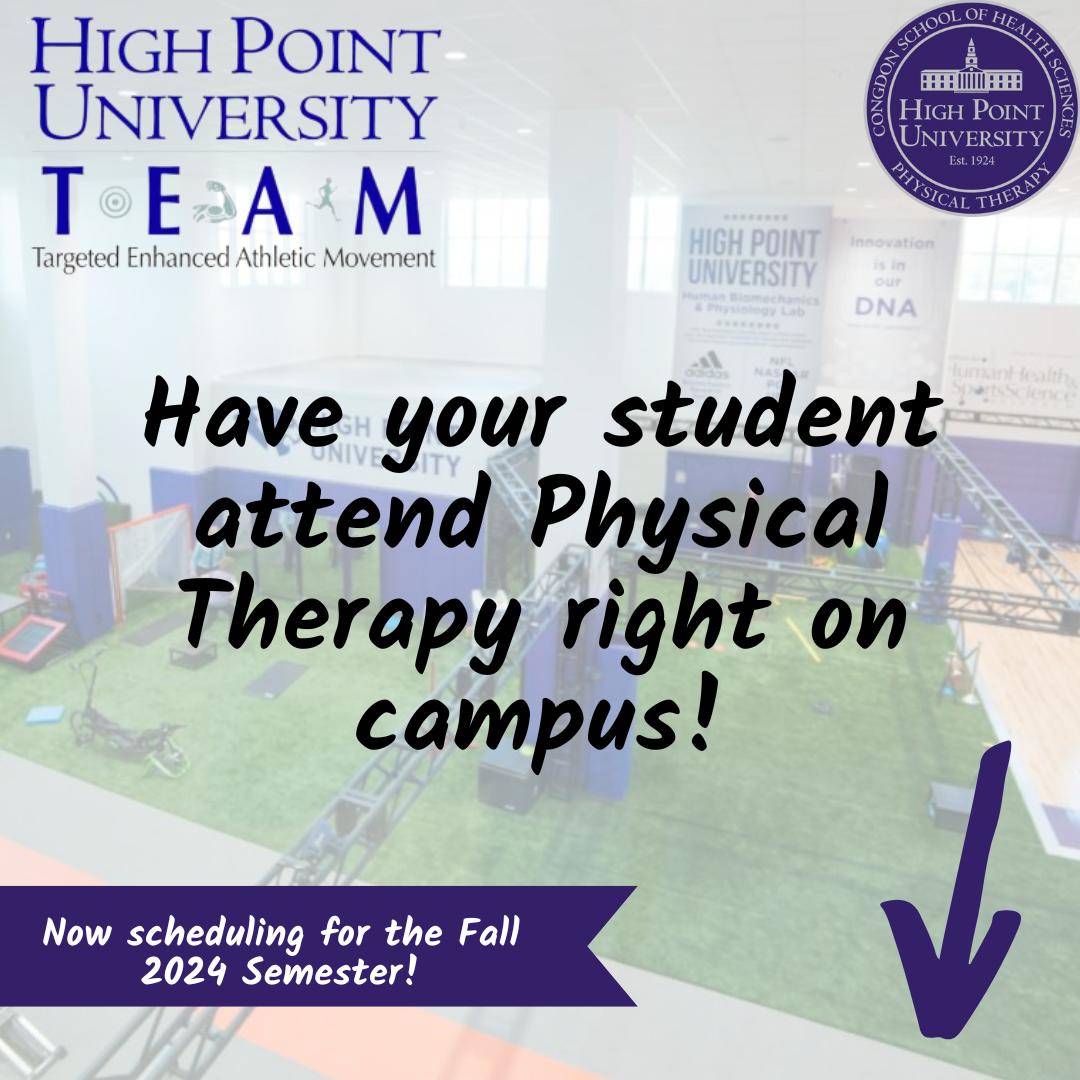HPU TEAM - Have your student attend Physical Therapy right on campus! Now scheduling for the Fall 2024 semester! Click the image.