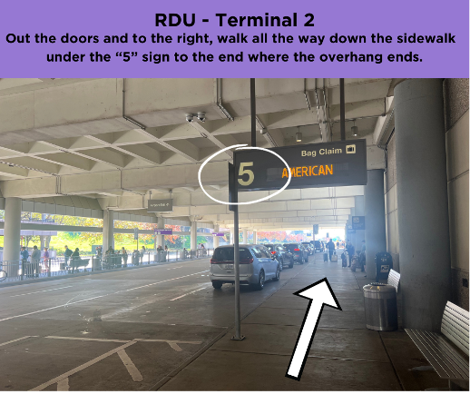 directions of where to stand at raliegh airport