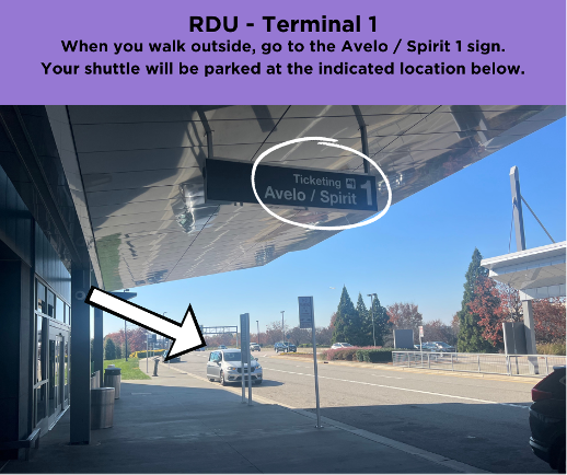 raleigh airport sign of where to stand for pickup