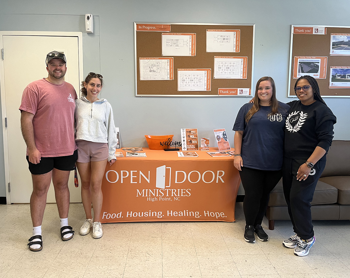 Christian Pharmacists Fellowship International (CPFI), a student organization in HPU’s Graduate Student Government Association, recently received the Hands and Feet Grant from the national CPFI organization. Pictured from left at Open Door Ministries are pharmacy students Austin Menear, Gena Ciampa, Morgan Rooks and Deardra Lewis.