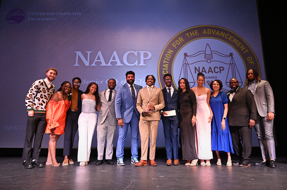 The Service Club of the Year Award was presented to the NAACP. Pictured from left are Jaydon van der Toorn, Alayna Yelverton, Quadir Phillip, Alainna McDowall, Terry Dixon Jr., Lovelle McMichael Sr., David Hicklin, Cacey Williams, Osliany Mora-Morejon, Ava Daniels, Kimberly Drye-Dancy, Robert Tillman and Tyler Brandon-White.