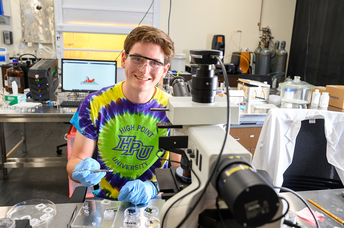 Pictured in the lab is Jack Moreland, a sophomore physics and biochemistry major from Dallas, Texas.