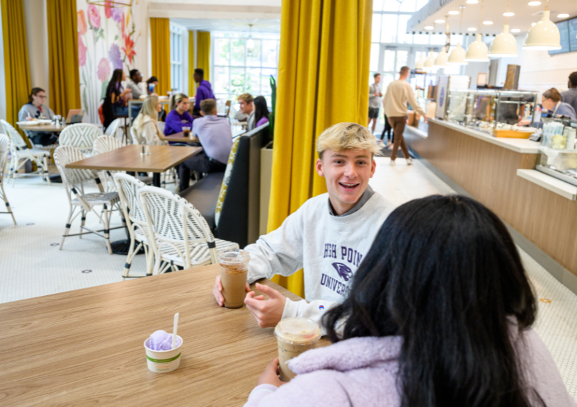 students eating gelato at HPU's Butterfly Cafe