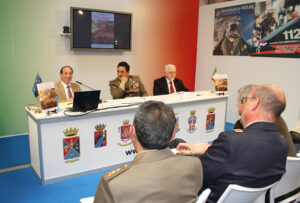 From left, Dr. Frederick Schneid, department chair and professor of history at HPU; Colonel Antonino Zarcone, chief of the Historical Service of the Italian Army; and Aldo Mola, Italian historian and professor, lead a panel discussion on Schneid’s book, “The French-Piedmontese Campaign of 1859,” at the International Book Fair in Turin, Italy.