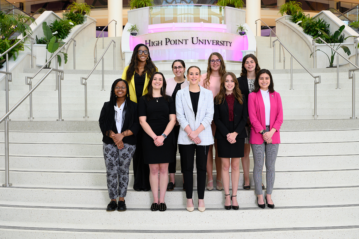 Pictured are nine of the 10 Class of 2023 graduates who were recognized by the Strickland Women’s Leadership Council. From top left are Strickland Trailblazer Award finalists Mia Clemons, from High Point, North Carolina; Emily Lattanzio, from Pawleys Island, South Carolina; Carolina Kapper, from Dover, Ohio; and Jordan Morrison, from Loveland, Ohio. From the bottom left are Reyna Alston, from Durham, North Carolina; Natalee Huber, from Sparks Glencoe, Maryland; Katherine McCarthy, from Ashburnham, Massachusetts; Marlo Hemerson, from Denver, Colorado; and Julia Velasquez, from Northbrook, Illinois. Not pictured is Grace Todd, from Johnstown, Ohio. All 10 finalists graduated in May 2023.