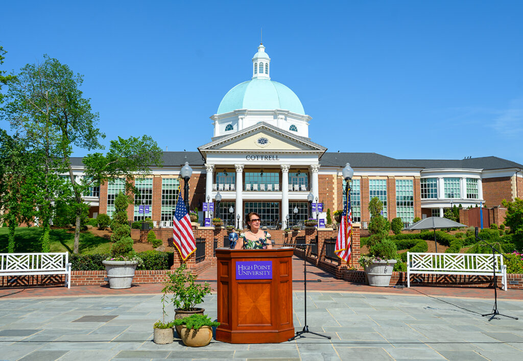 First Lady Marianna Qubein, who has spearheaded development of the Mariana H. Qubein Arboretum and Botanical Gardens, described their growth along with the university's campus which now features 30 gardens and 3,700 different plants, including more than 700 varieties of trees.