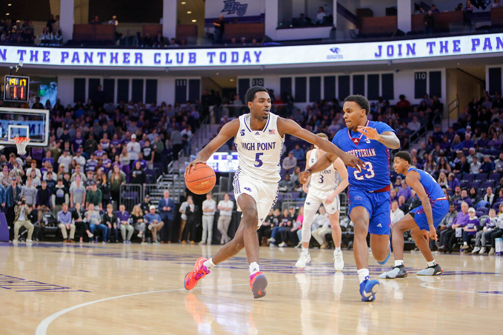 HPU’s men’s basketball team hosted Presbyterian in the Nido and Mariana Qubein Arena, earning a 78-68 win on Feb. 3.