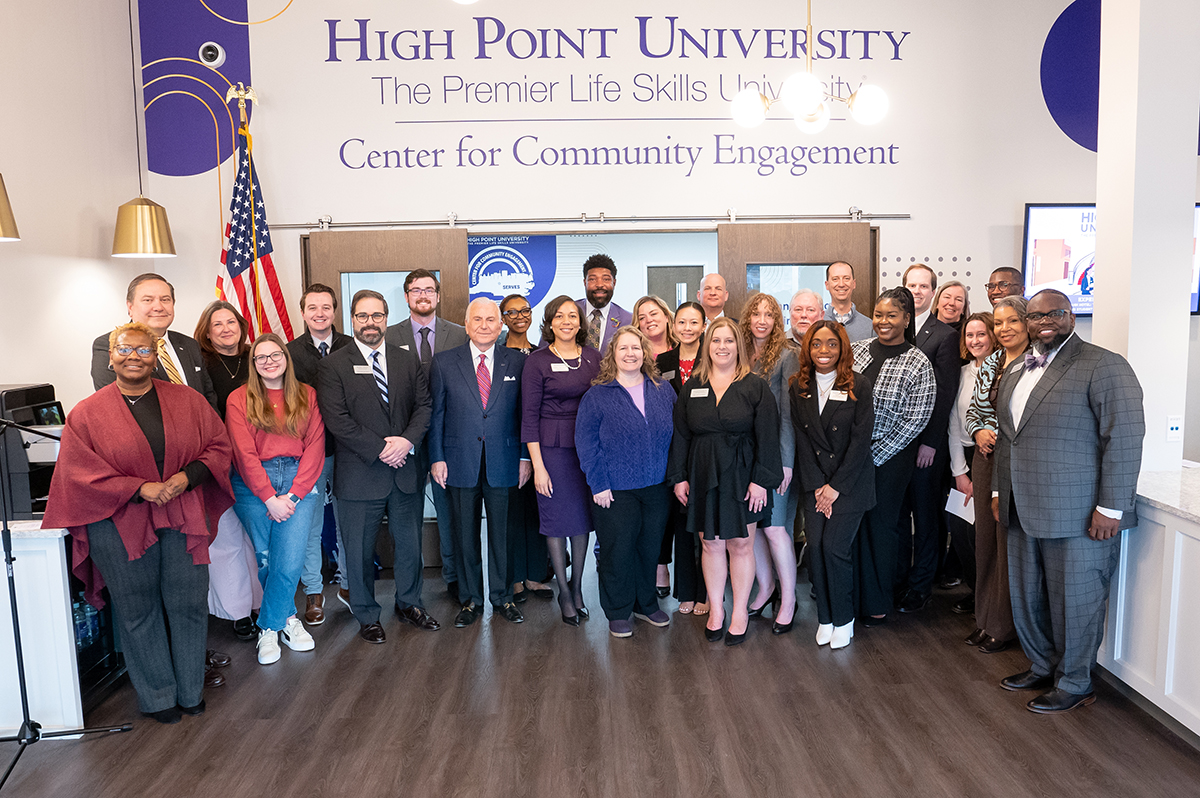 Nonprofit community partners joined HPU faculty, staff, students and HPU President Nido Qubein, who is pictured eighth from left.