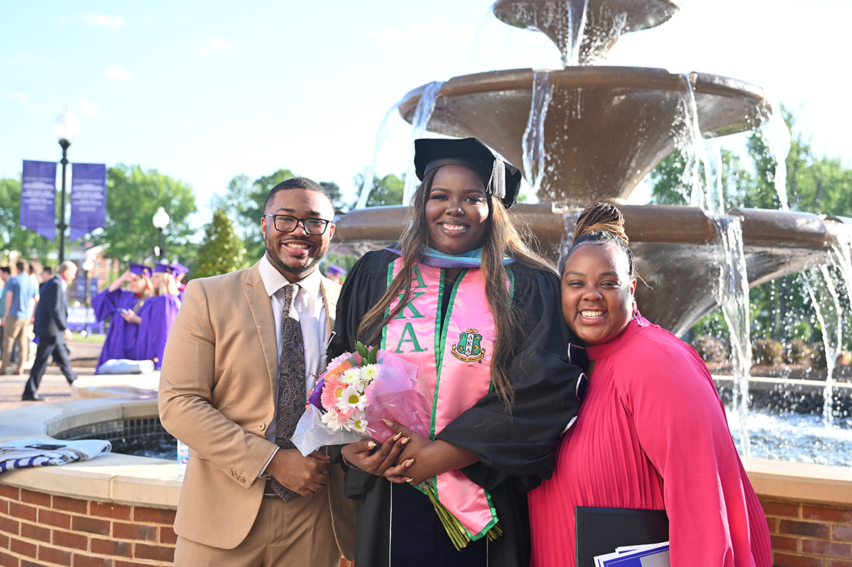 Graduates celebrated with their families outside the Nido and Mariana Qubein Arena and Conference Center after the Commencement Ceremony.