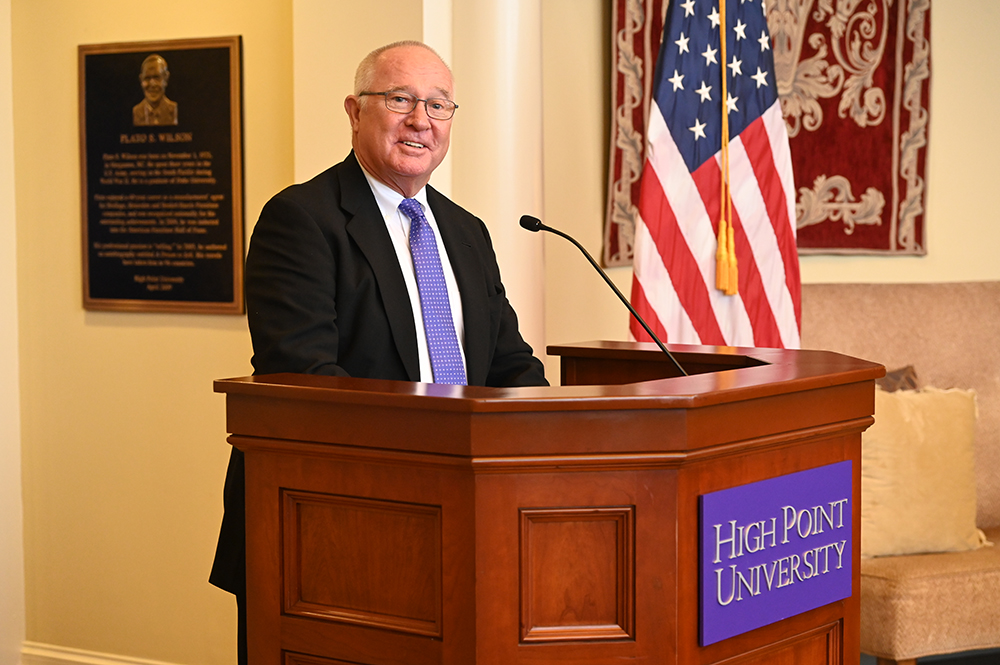 David S. Congdon, executive chairman of Old Dominion Freight Line Inc., spoke during the announcement. 