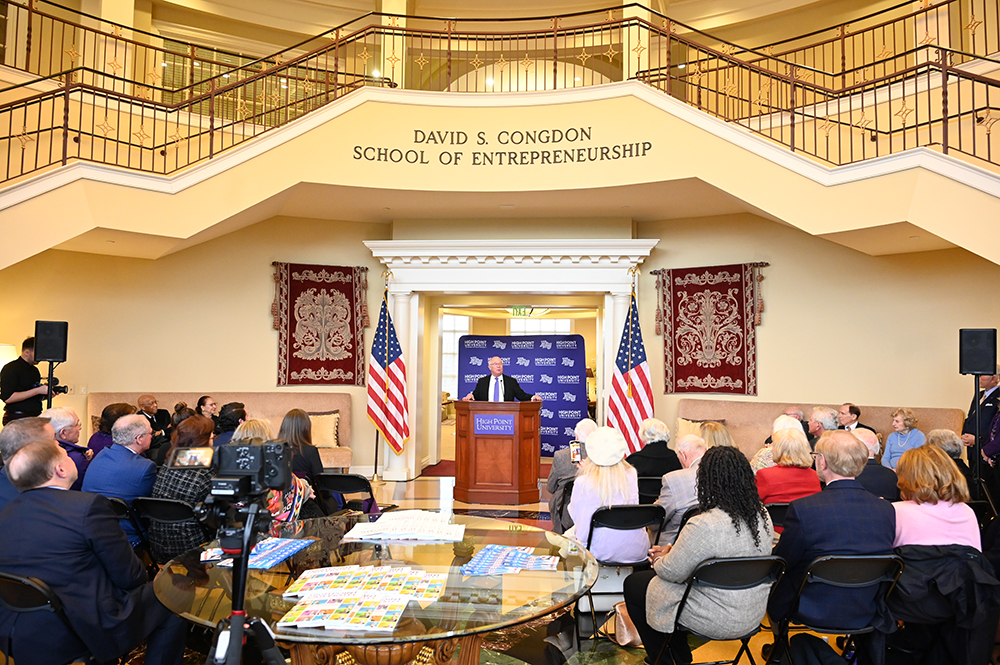 Congdon spoke to HPU family members during the event unveiling the name of the school of entrepreneurship.