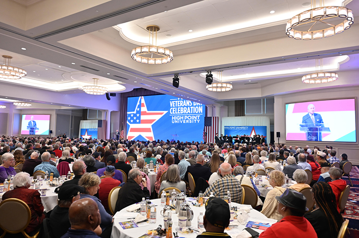 The Veterans Day Celebration was filled with patriotic speakers and moments to show appreciation for veterans, who were welcomed to a free breakfast and a red carpet surrounded with cheering HPU students.