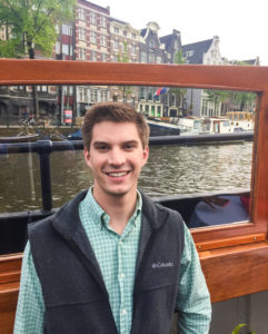Berwager on the canals of Amsterdam as part of his Global Business Maymester trip last May
